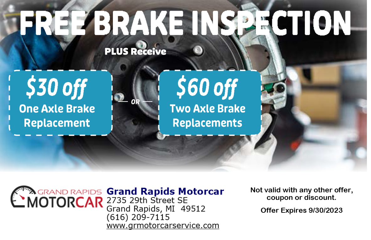 Free Brake Inspection Coupon | Grand Rapids Motorcar